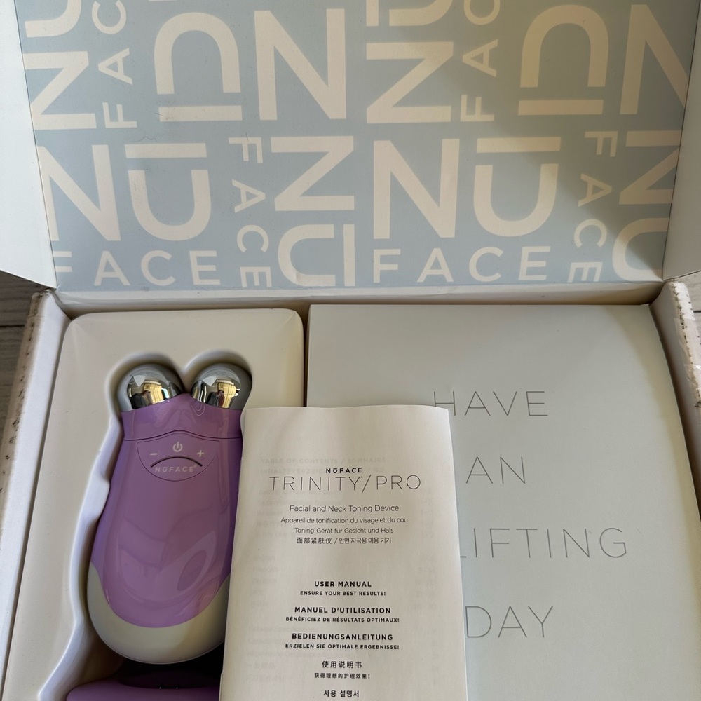 NuFace Trinity Pro Facial and Neck Toning Device with eye attachment and formula